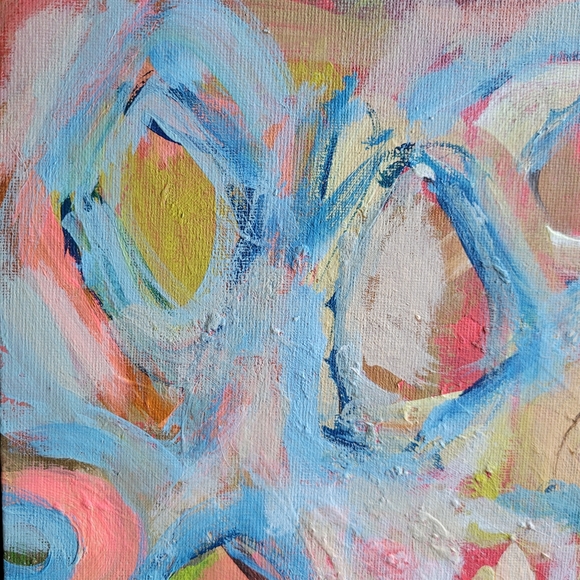 Original Abstract Floral Pastel Acrylic Painting on Canvas Panel 9"x12" - Picture 5 of 6